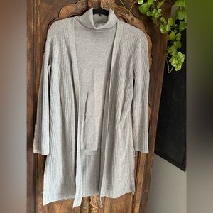 Talbots 2 piece Ribbed Sweater Cardigan & turtleneck tank
